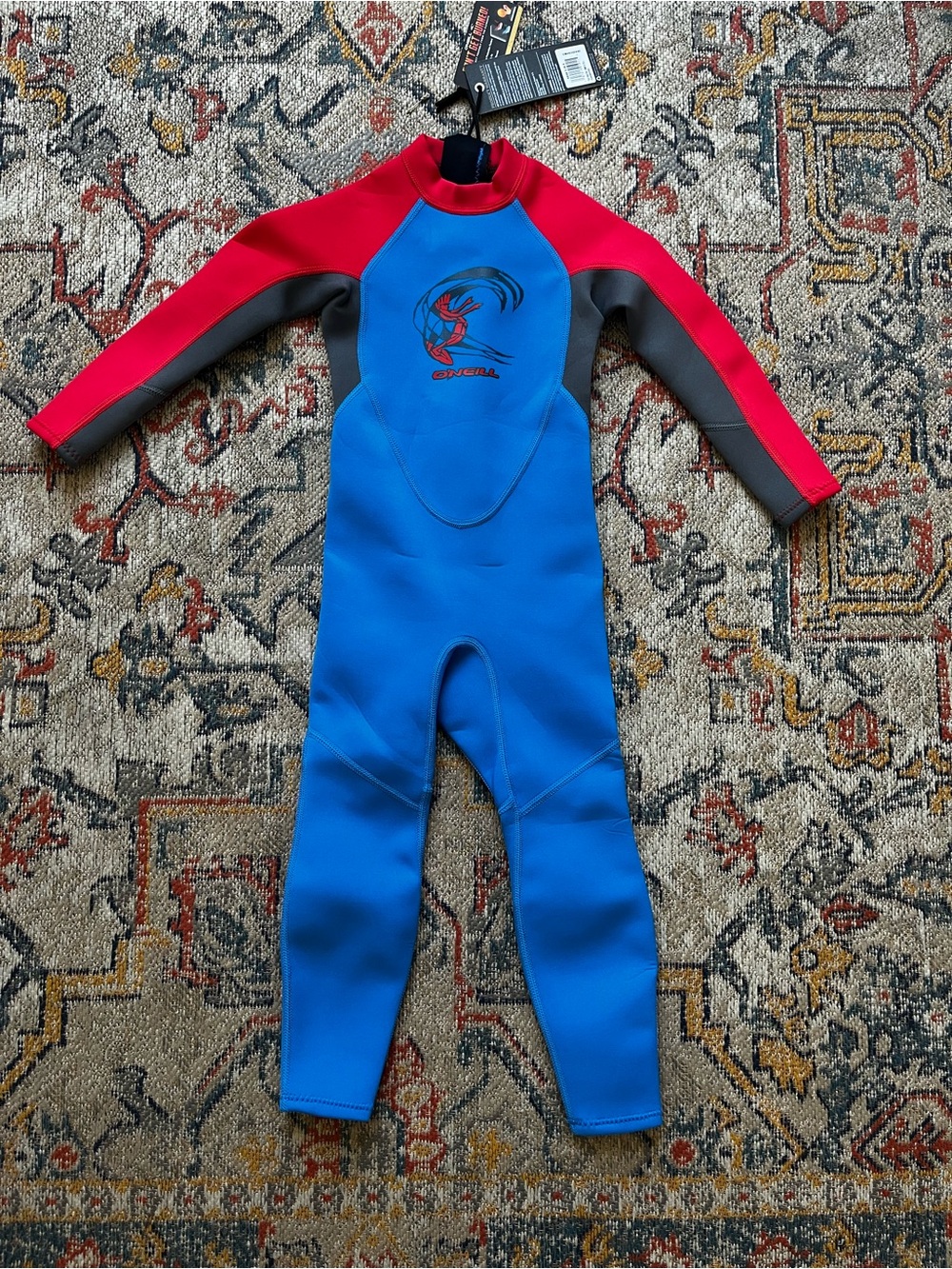 O'Neill Kids Blue, Red & Gray Full Wetsuit Rashguard Size 4